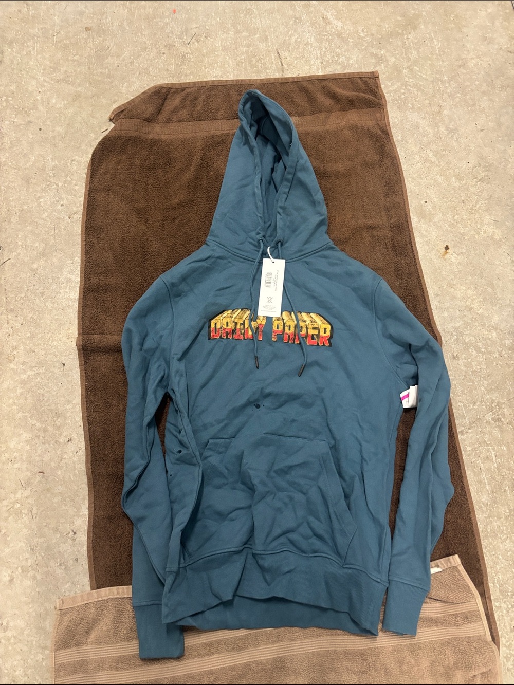 Daily Paper Teal Pullover Hoodie with Multicolor Logo